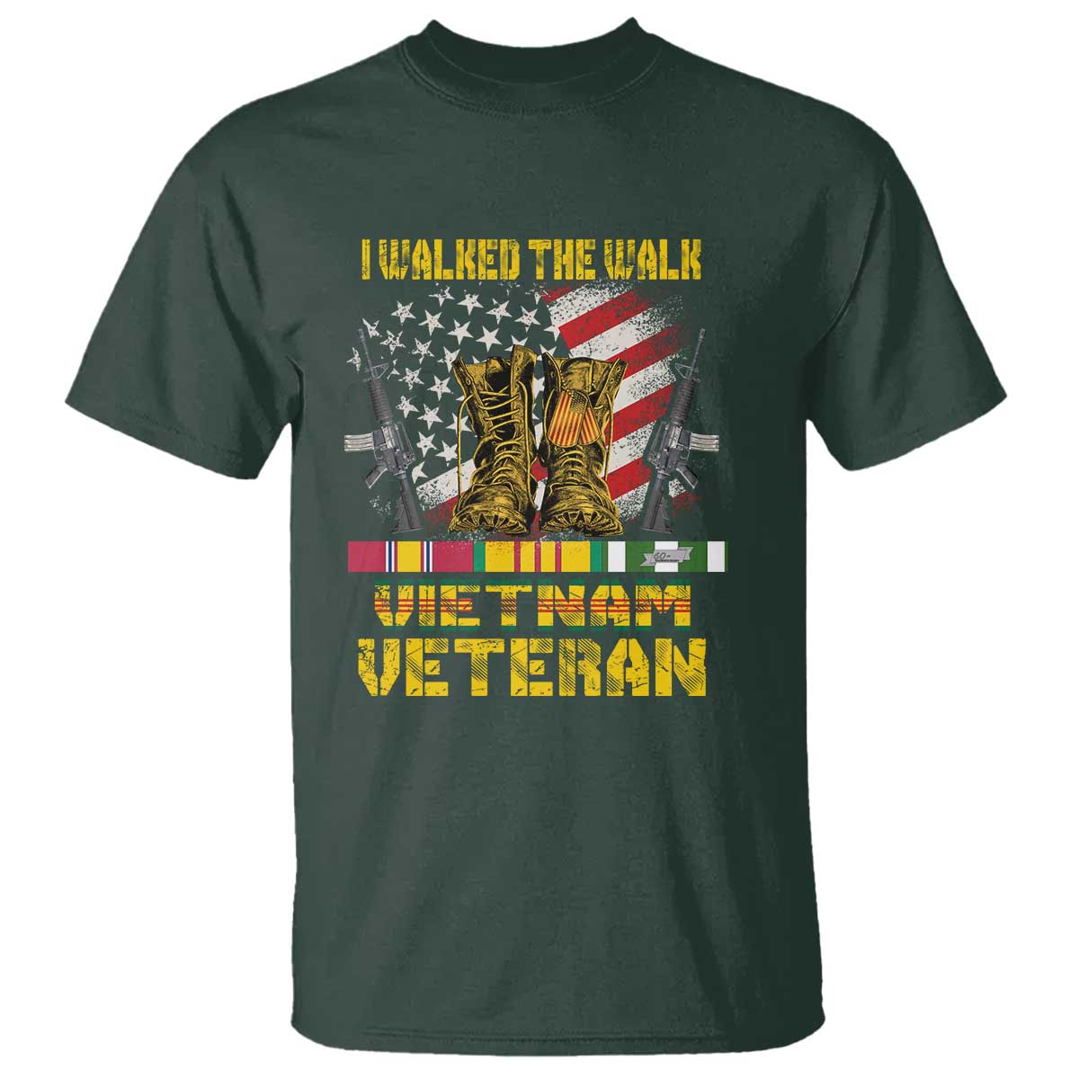 Vietnam Veteran T Shirt US Flag & Combat Boots Patriotic Design - Wonder Print Shop