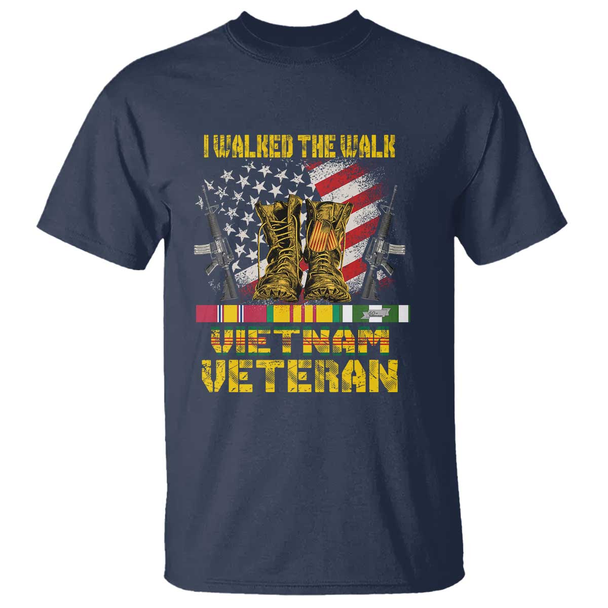 Vietnam Veteran T Shirt US Flag & Combat Boots Patriotic Design - Wonder Print Shop