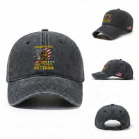 Vietnam Veteran Washed Cotton Baseball Cap US Flag & Combat Boots Patriotic Design