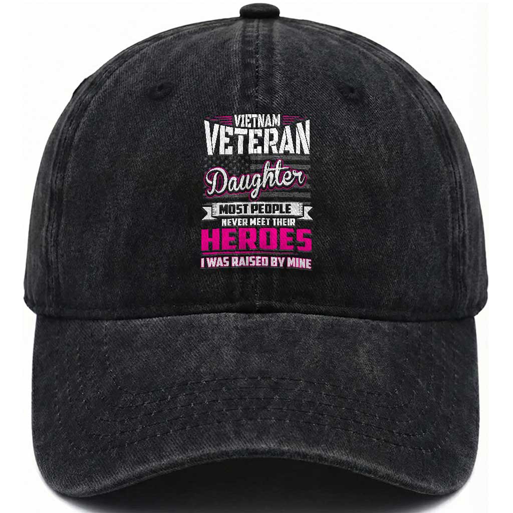 Vietnam Veteran Daughter Washed Cotton Baseball Cap - Raised by My Hero, Proud Veteran Gift