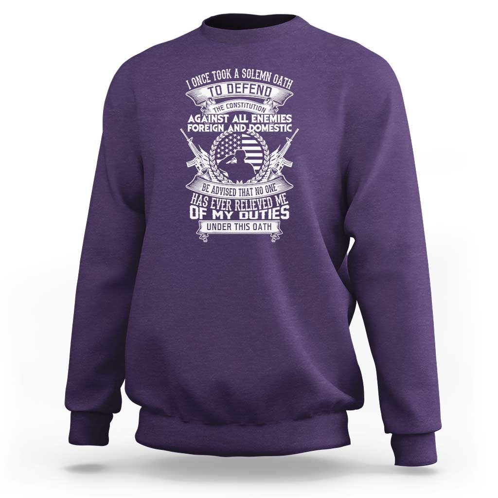 Army Veteran Sweatshirt American Oath, Defend the Constitution, Patriotic Gift - Wonder Print Shop