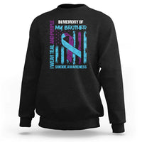 Suicide Awareness Sweatshirt - Teal & Purple Ribbon for Brother - Support Flag Design - Wonder Print Shop
