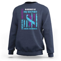 Suicide Awareness Sweatshirt - Teal & Purple Ribbon for Brother - Support Flag Design - Wonder Print Shop