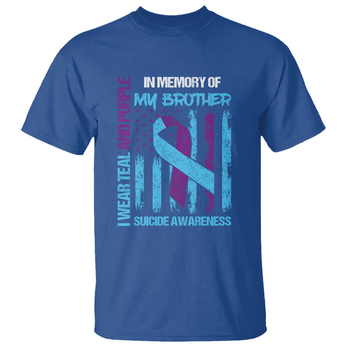 Suicide Awareness T Shirt - Teal & Purple Ribbon for Brother - Support Flag Design - Wonder Print Shop