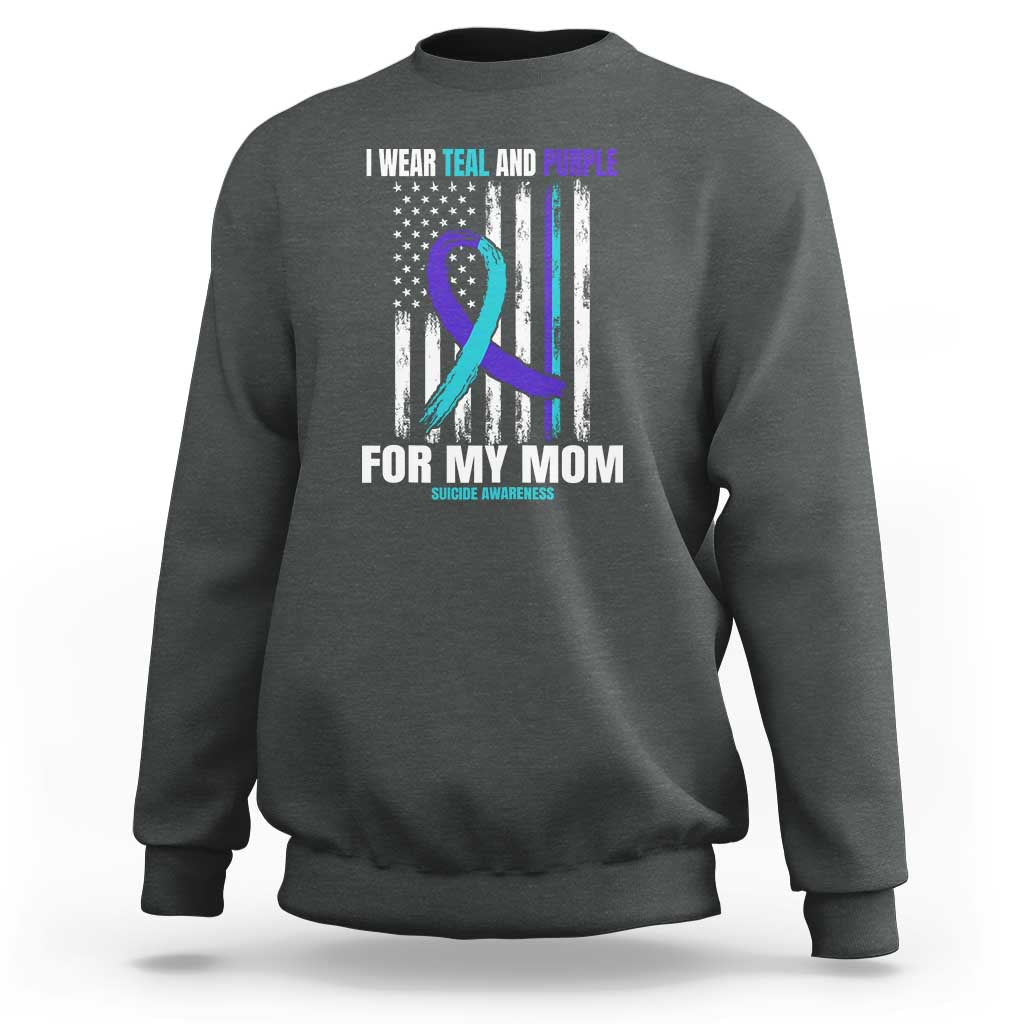 Suicide Awareness Sweatshirt I Wear Teal & Purple for Someone I Miss  Flag Design - Wonder Print Shop