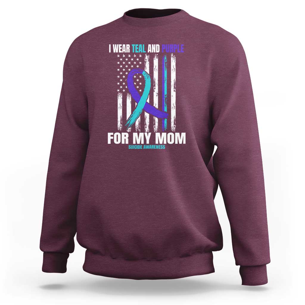 Suicide Awareness Sweatshirt I Wear Teal & Purple for Someone I Miss  Flag Design - Wonder Print Shop