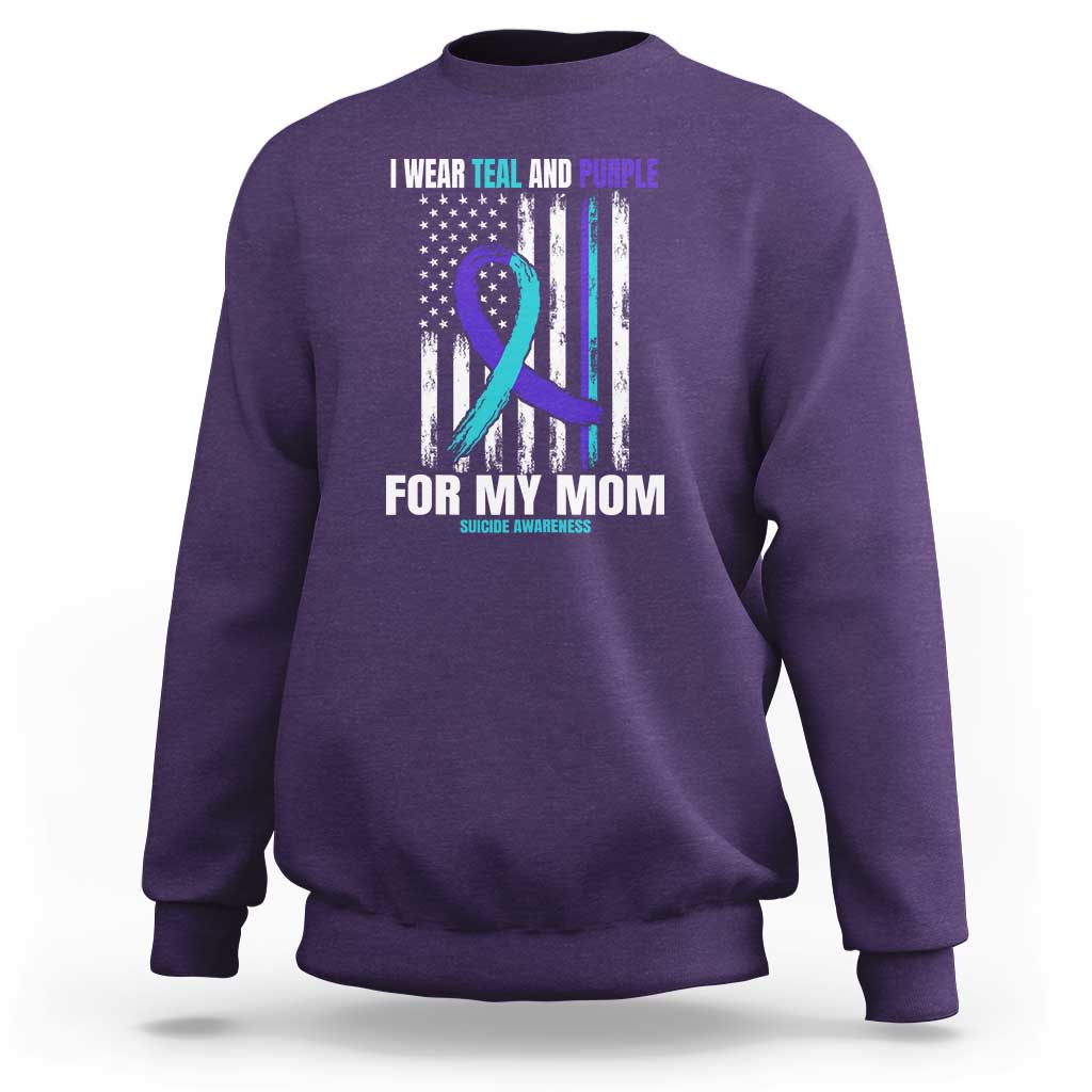 Suicide Awareness Sweatshirt I Wear Teal & Purple for Someone I Miss  Flag Design - Wonder Print Shop