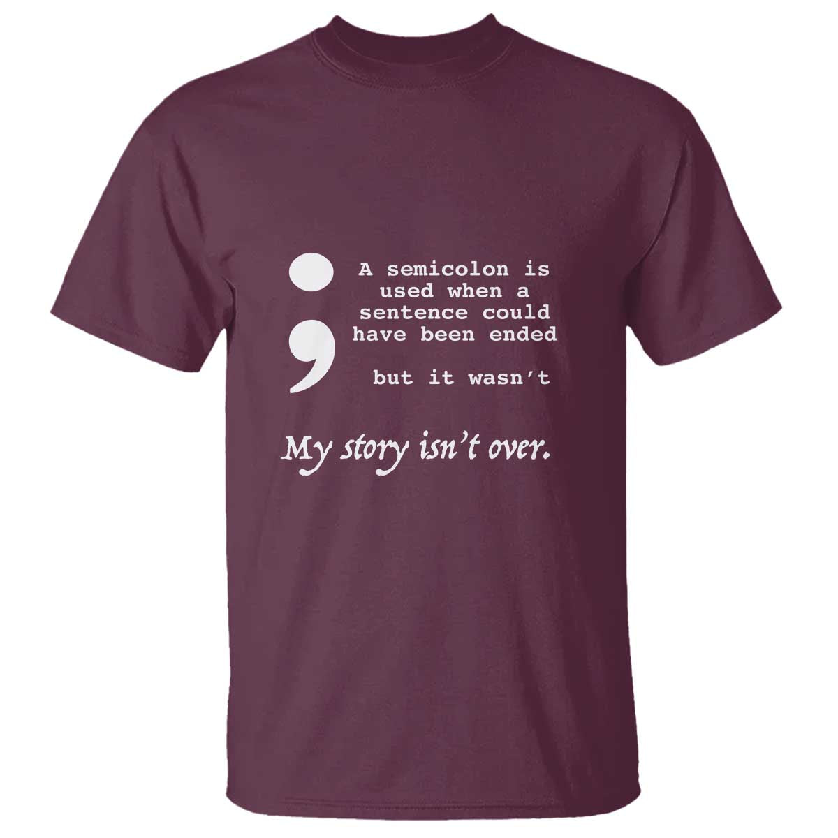 Suicide Prevention Awareness T Shirt Semicolon Symbol for Mental Health Support - Wonder Print Shop