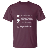 Suicide Prevention Awareness T Shirt Semicolon Symbol for Mental Health Support - Wonder Print Shop