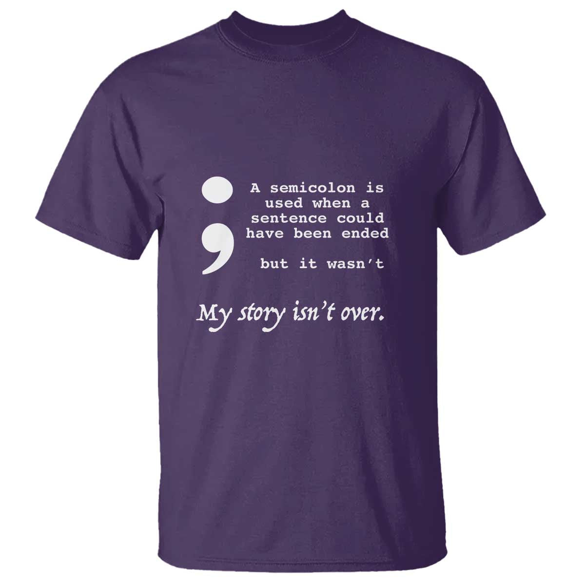 Suicide Prevention Awareness T Shirt Semicolon Symbol for Mental Health Support - Wonder Print Shop