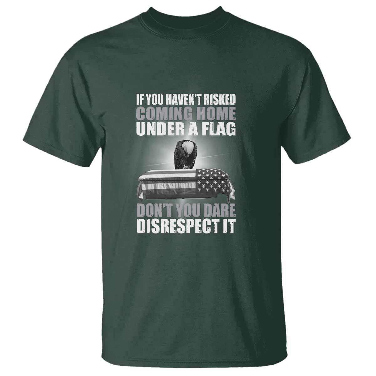 If You Haven't Risked Coming Home Under a Flag - Patriotic Veteran Quote T Shirt Respect the Flag - Wonder Print Shop