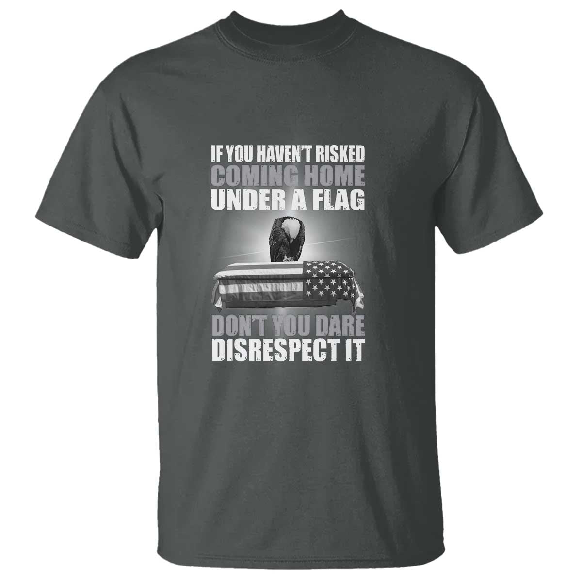 If You Haven't Risked Coming Home Under a Flag - Patriotic Veteran Quote T Shirt Respect the Flag - Wonder Print Shop