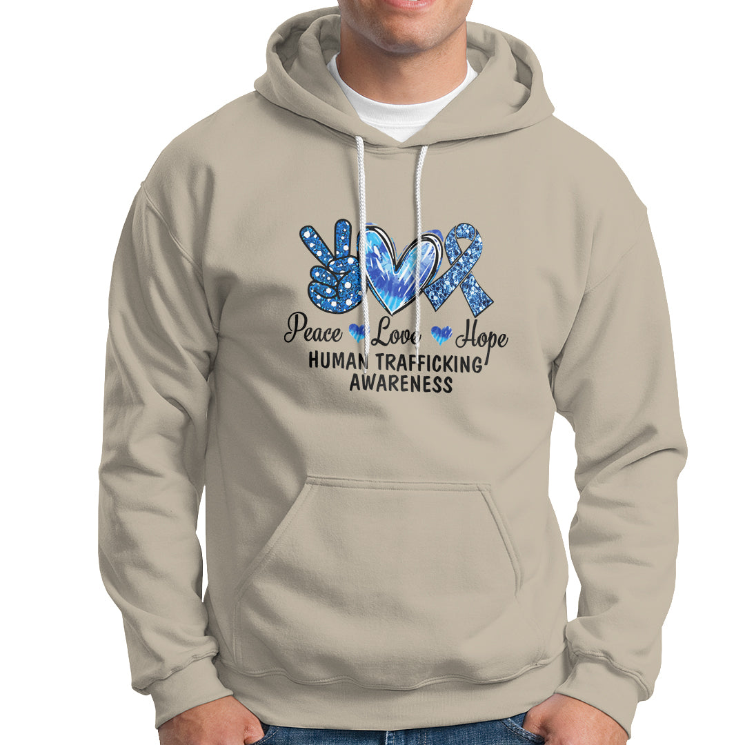 Human Trafficking Awareness Hoodie Peace Love Hope - Wonder Print Shop