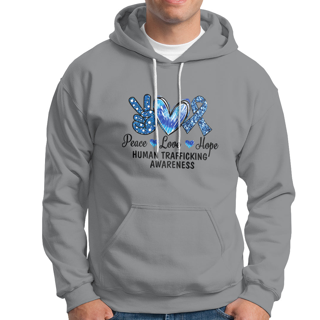 Human Trafficking Awareness Hoodie Peace Love Hope - Wonder Print Shop