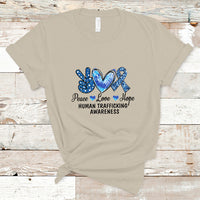 Human Trafficking Awareness T Shirt Peace Love Hope - Wonder Print Shop