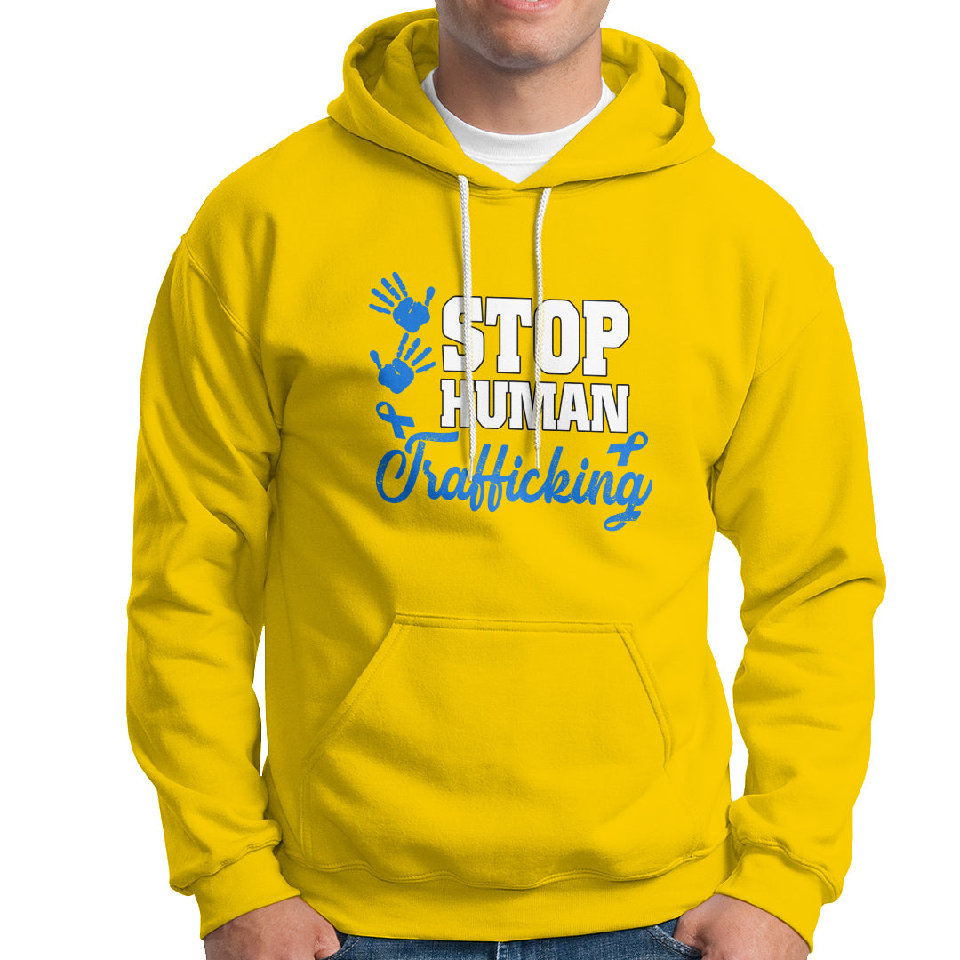 Stop Human Trafficking Hoodie with Blue Ribbon - Wonder Print Shop