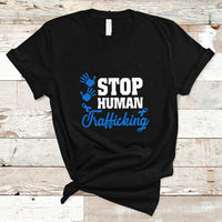 Stop Human Trafficking T Shirt with Blue Ribbon - Wonder Print Shop