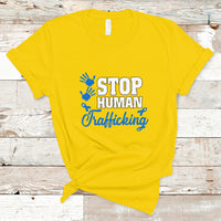 Stop Human Trafficking T Shirt with Blue Ribbon - Wonder Print Shop
