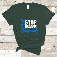 Stop Human Trafficking T Shirt with Blue Ribbon - Wonder Print Shop