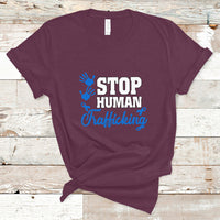 Stop Human Trafficking T Shirt with Blue Ribbon - Wonder Print Shop