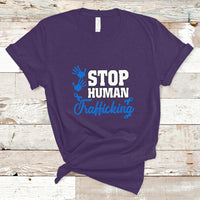 Stop Human Trafficking T Shirt with Blue Ribbon - Wonder Print Shop