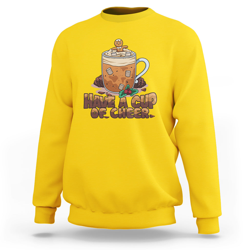 Retro Groovy Have A Cup Of Cheer Christmas Sweatshirt - Wonder Print Shop