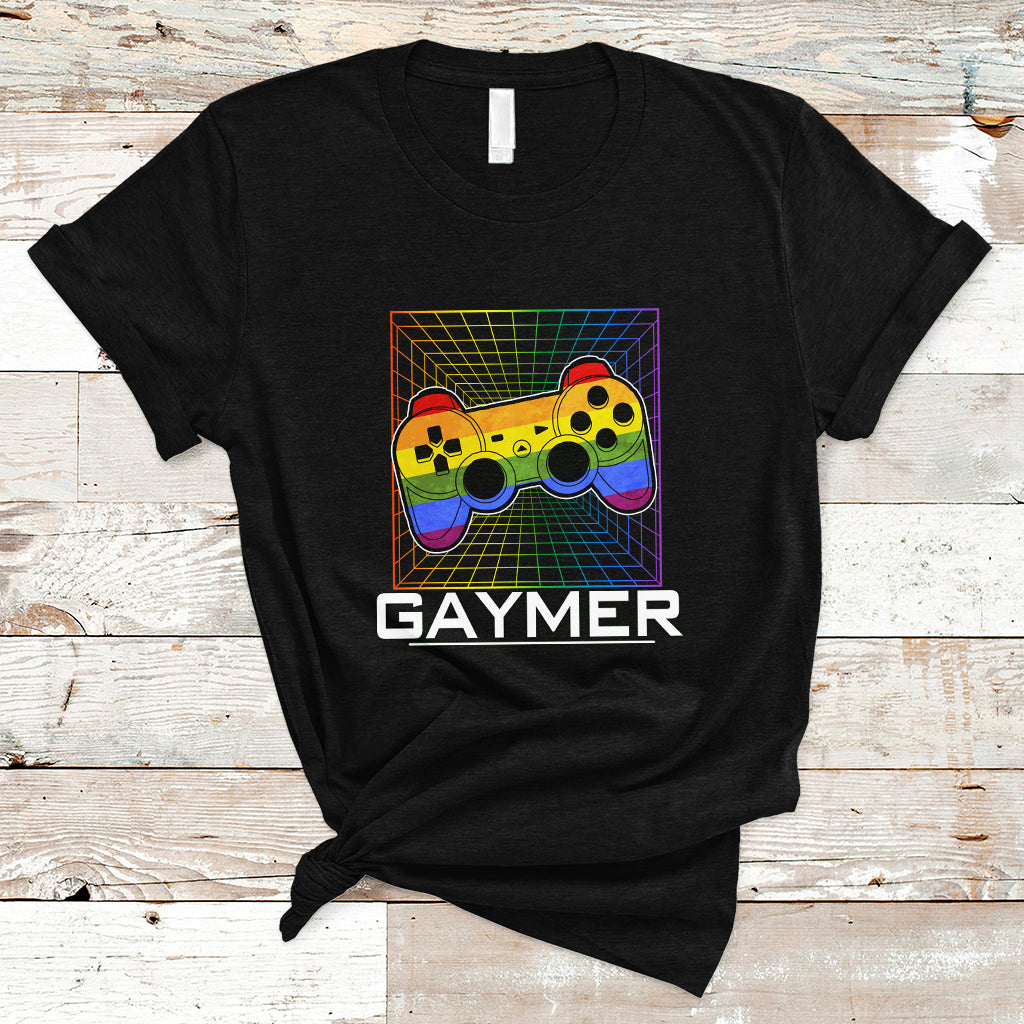 GAYMER T Shirt LGBT Pride Gay Gamer Rainbow Controller - Wonder Print Shop