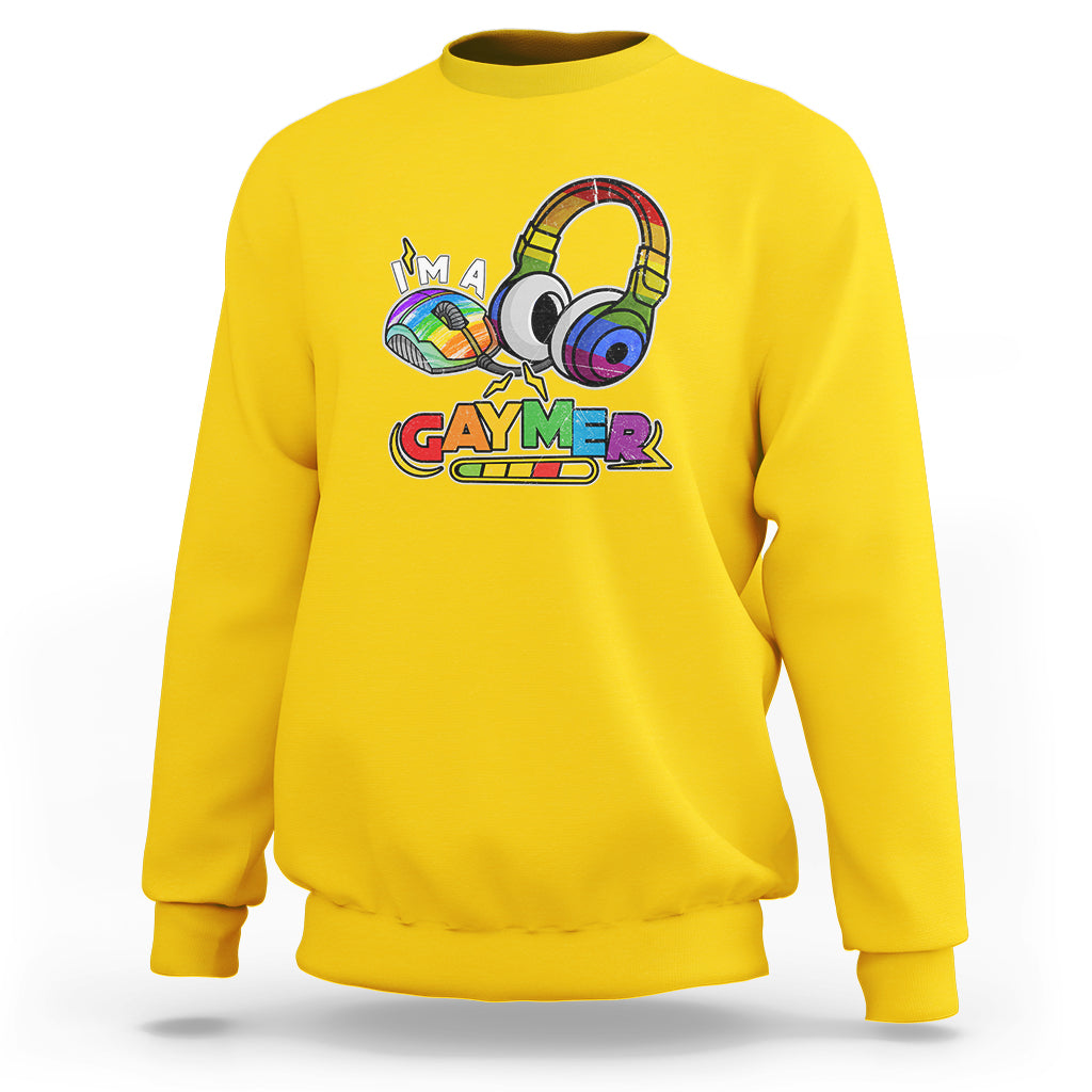 GAYMER Sweatshirt LGBT Pride Gay Gamer Rainbow Controller and Headphones - Wonder Print Shop