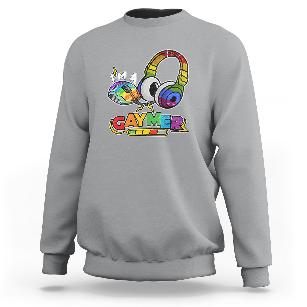 GAYMER Sweatshirt LGBT Pride Gay Gamer Rainbow Controller and Headphones - Wonder Print Shop