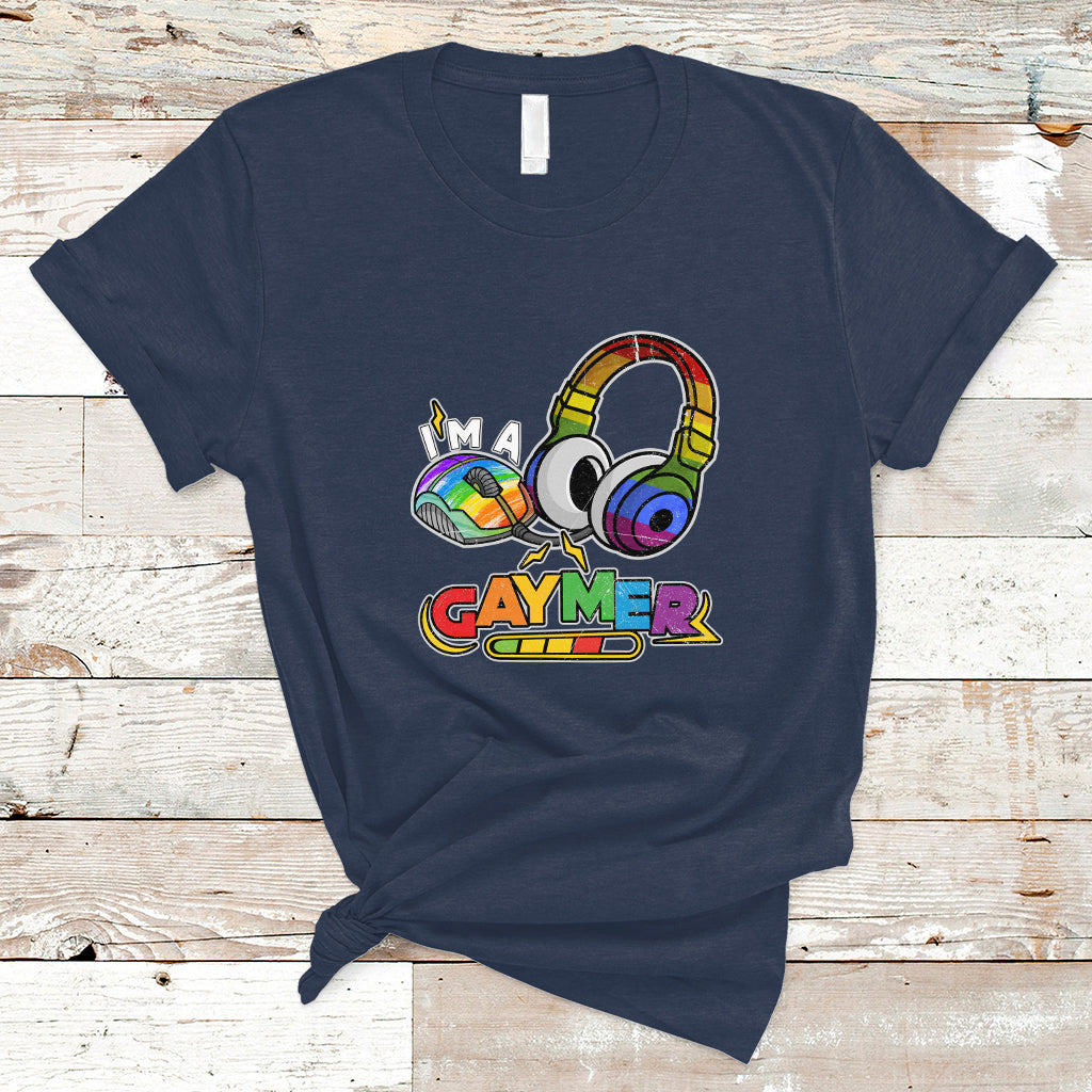 GAYMER T Shirt LGBT Pride Gay Gamer Rainbow Controller and Headphones - Wonder Print Shop