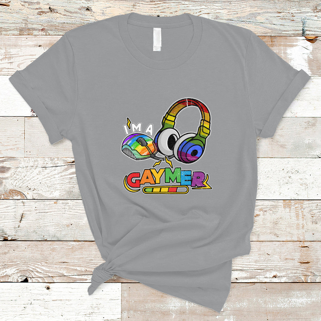 GAYMER T Shirt LGBT Pride Gay Gamer Rainbow Controller and Headphones - Wonder Print Shop