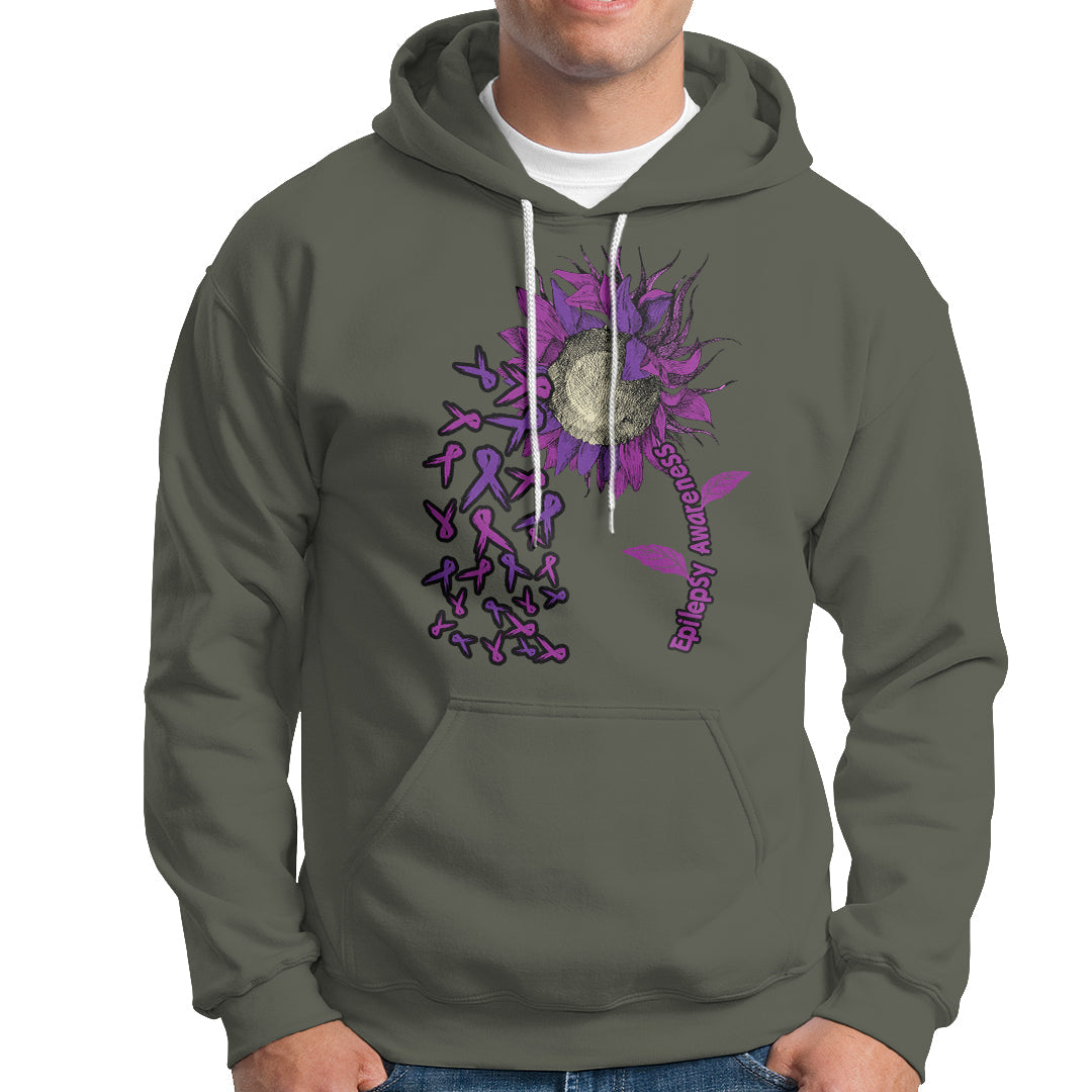 Epilepsy Awareness Day Hoodie Sunflower Survivor Fighter - Wonder Print Shop