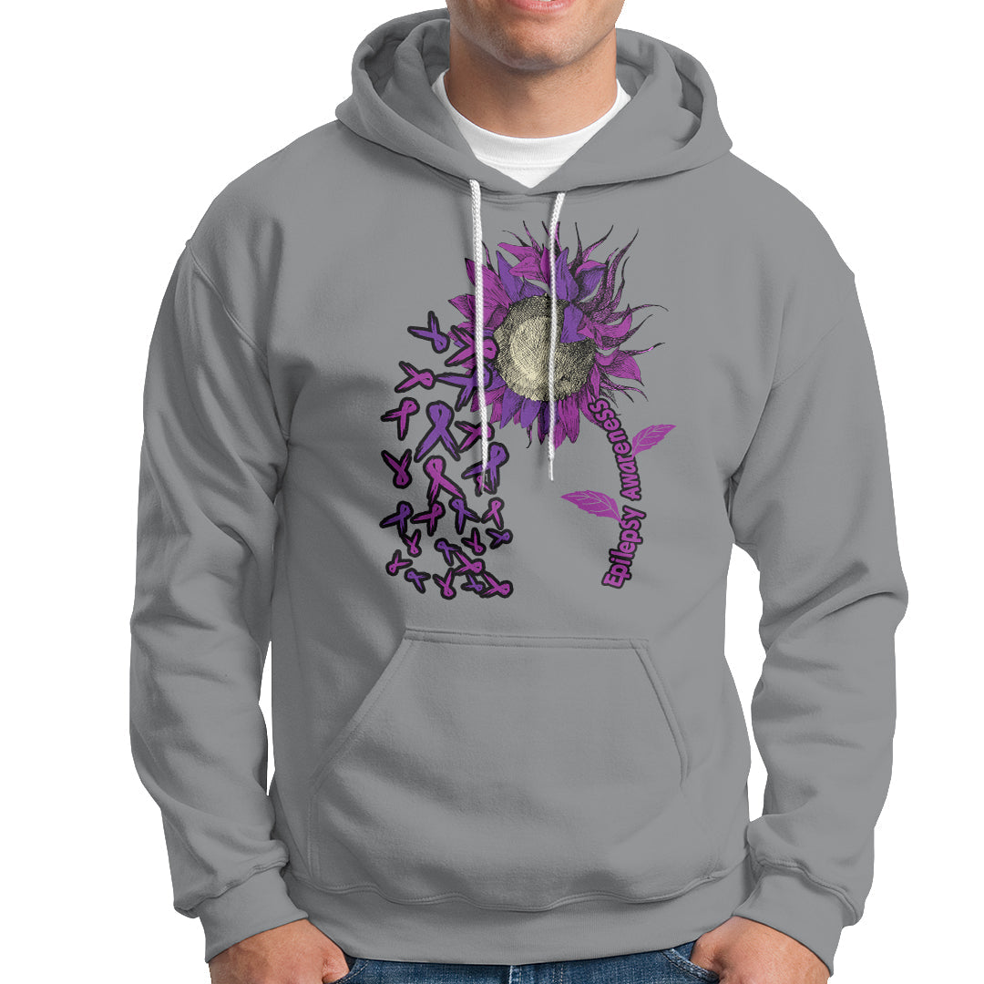 Epilepsy Awareness Day Hoodie Sunflower Survivor Fighter - Wonder Print Shop