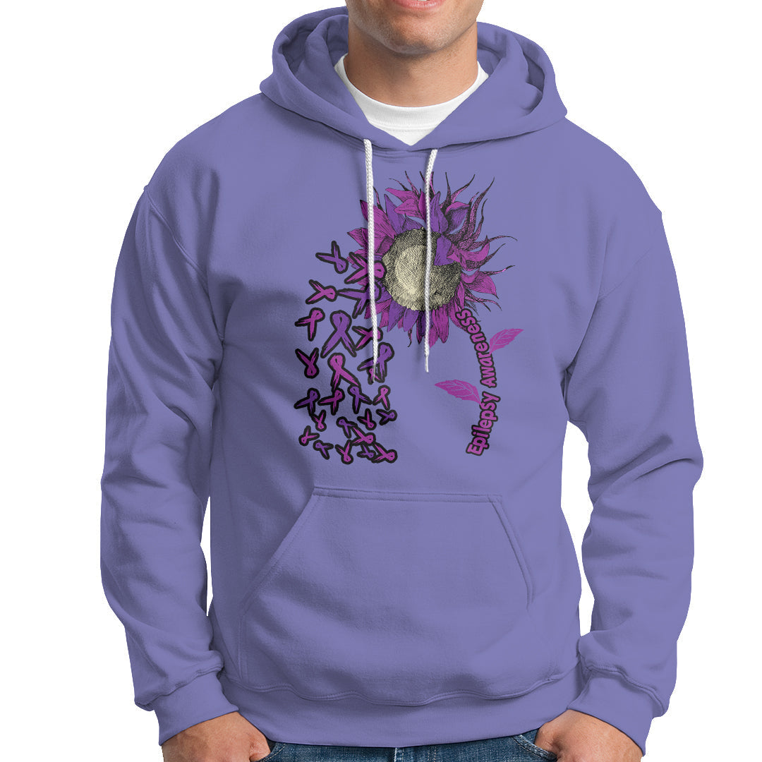 Epilepsy Awareness Day Hoodie Sunflower Survivor Fighter - Wonder Print Shop