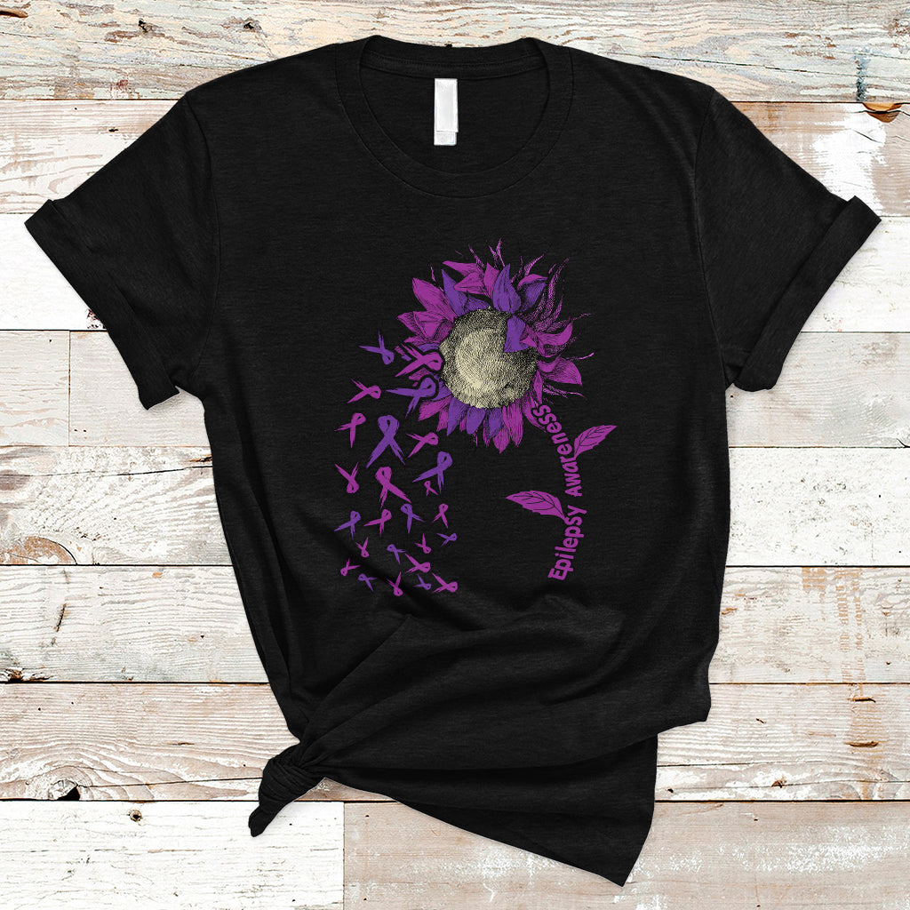 Epilepsy Awareness Day T Shirt Sunflower Survivor Fighter - Wonder Print Shop