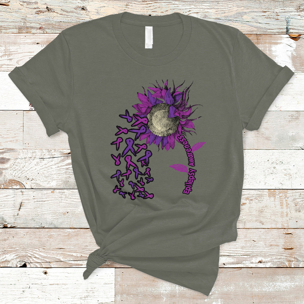 Epilepsy Awareness Day T Shirt Sunflower Survivor Fighter - Wonder Print Shop