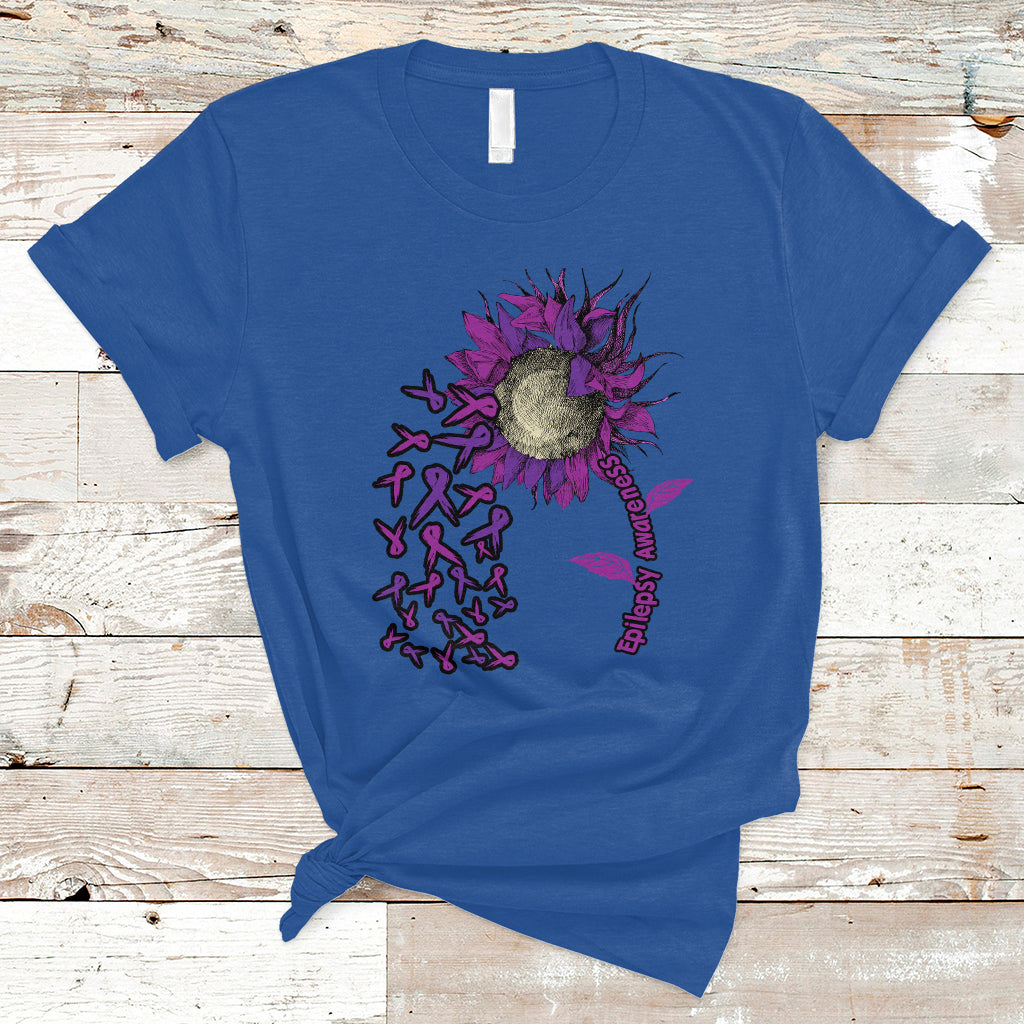 Epilepsy Awareness Day T Shirt Sunflower Survivor Fighter - Wonder Print Shop