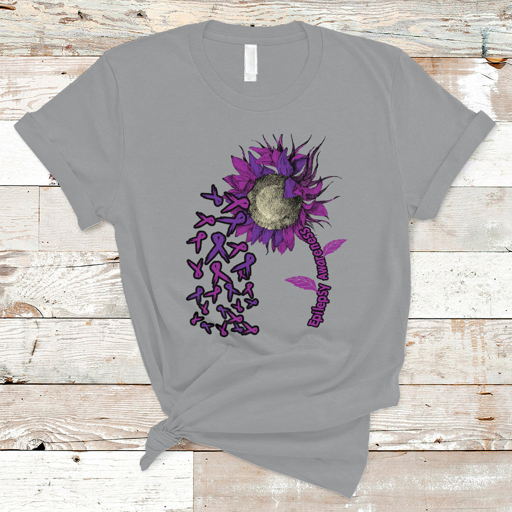 Epilepsy Awareness Day T Shirt Sunflower Survivor Fighter - Wonder Print Shop