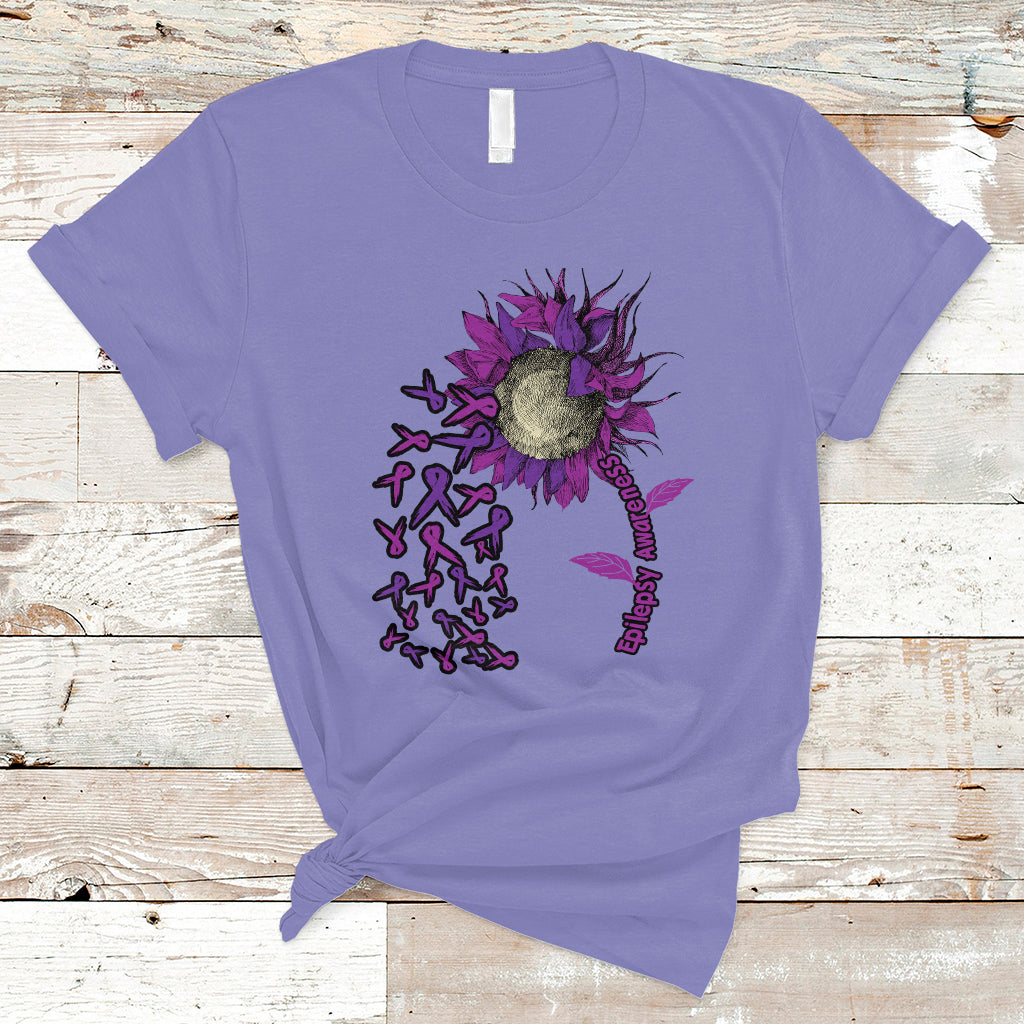 Epilepsy Awareness Day T Shirt Sunflower Survivor Fighter - Wonder Print Shop