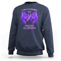 Epilepsy Awareness Sweatshirt I Am A Warrior Purple Ribbon With Wings - Wonder Print Shop