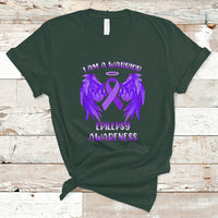 Epilepsy Awareness T Shirt I Am A Warrior Purple Ribbon With Wings - Wonder Print Shop