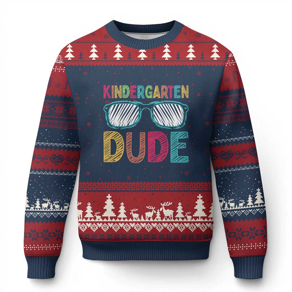 Kindergarten Dude Ugly Christmas Sweater Funny First Day Back to School Student