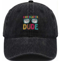 Kindergarten Dude Washed Cotton Baseball Cap Funny First Day Back to School Student