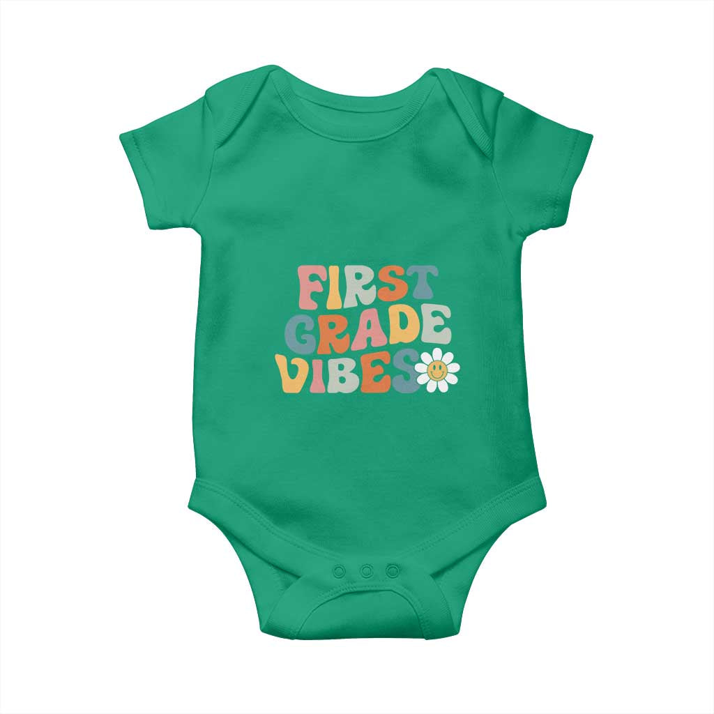 Retro 1st Day of School Baby Onesie First Grade Vibes 1st Grade Team
