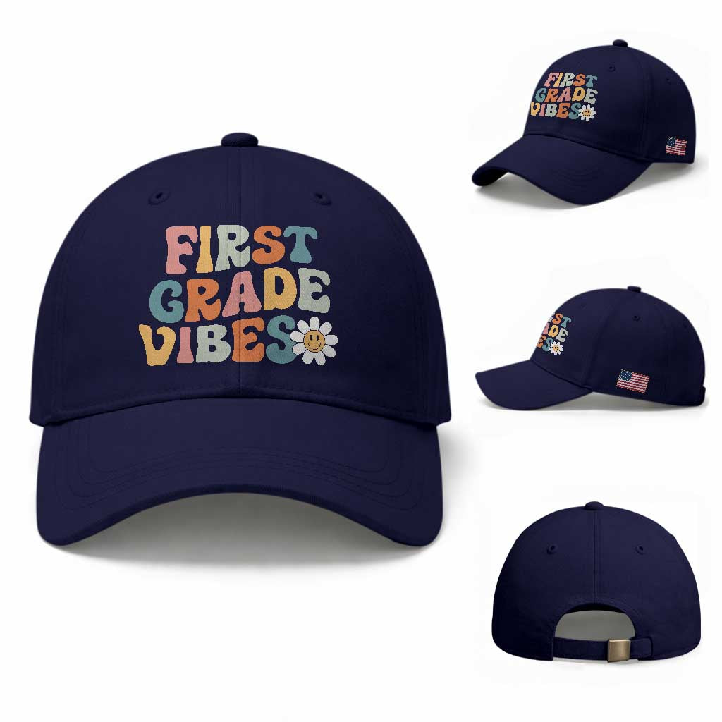 Retro 1st Day of School Baseball Cap First Grade Vibes 1st Grade Team