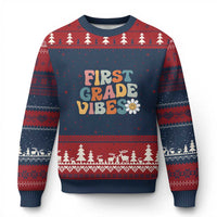 Retro 1st Day of School Ugly Christmas Sweater First Grade Vibes 1st Grade Team