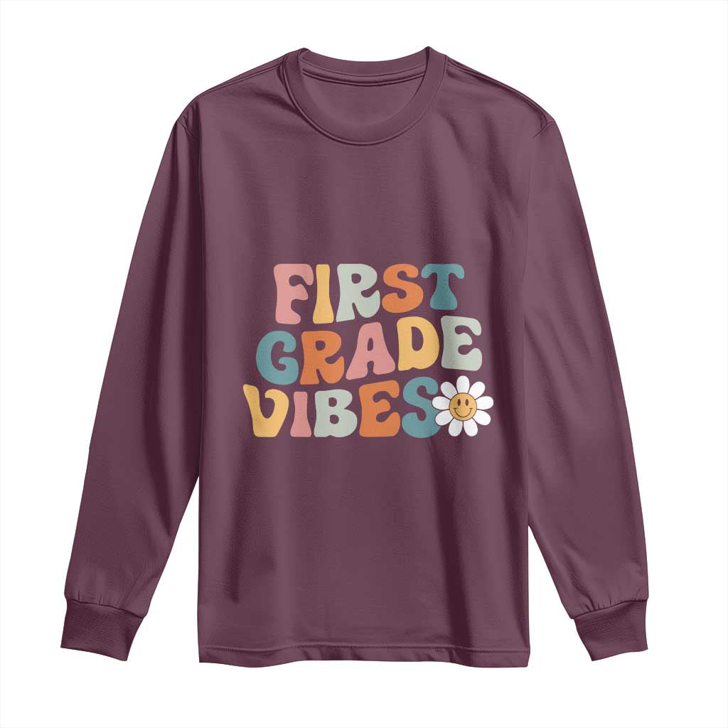 Retro 1st Day of School Long Sleeve Shirt First Grade Vibes 1st Grade Team