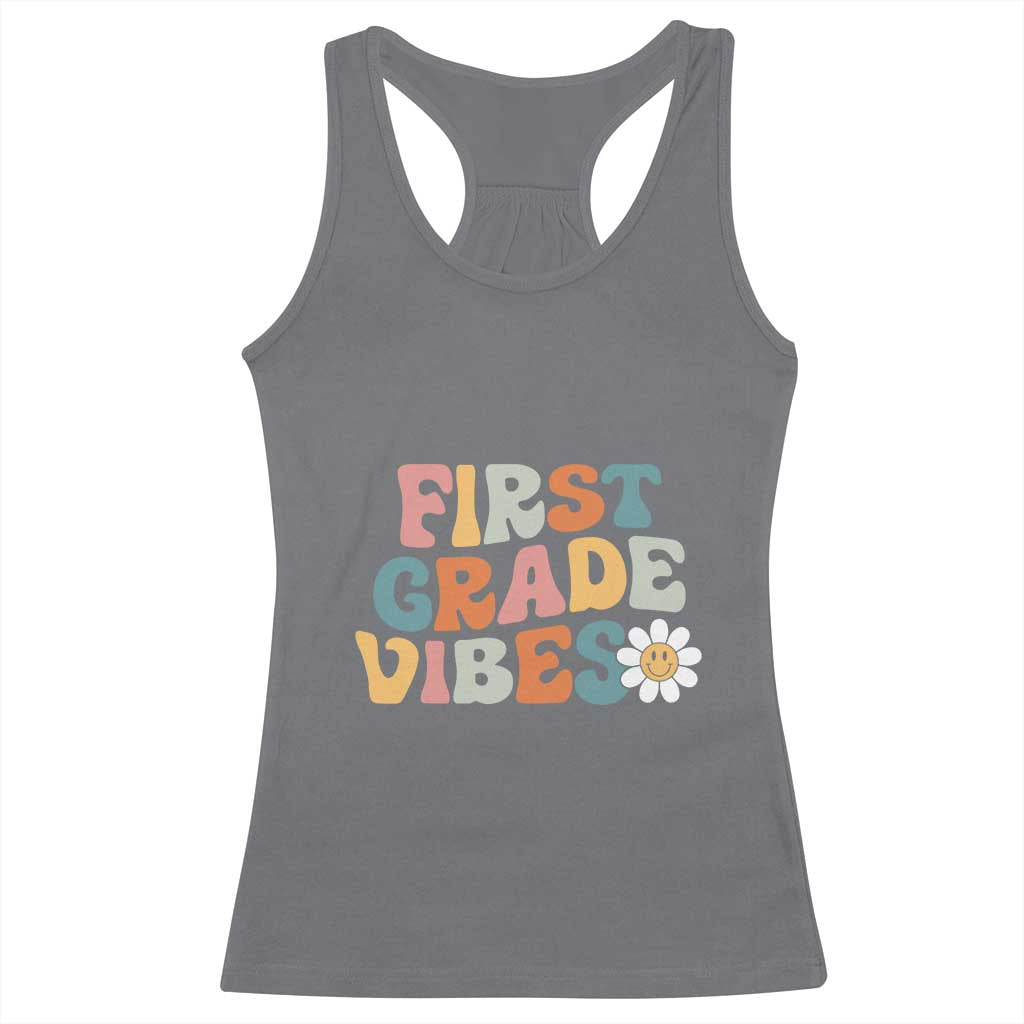 Retro 1st Day of School Racerback Tank Top First Grade Vibes 1st Grade Team
