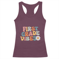 Retro 1st Day of School Racerback Tank Top First Grade Vibes 1st Grade Team
