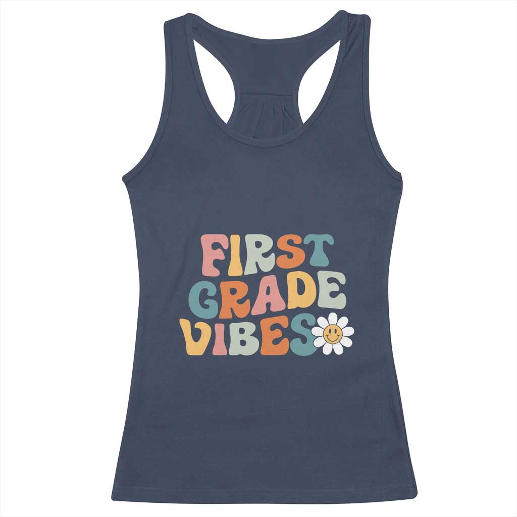 Retro 1st Day of School Racerback Tank Top First Grade Vibes 1st Grade Team